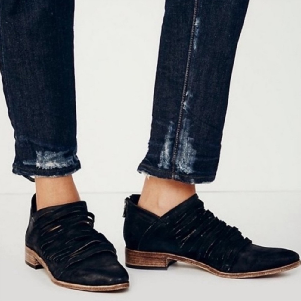 Free People Washed Black Lost Valley Ankle Boot Sz 40